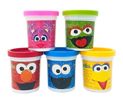 Sesame Street Modeling Dough, 5-Pack, 3oz Cans, Assorted Colors, Elmo, Cookie Monster, Big Bird, Oscar the Grouch, Abby Cadabby, Non-Toxic, Ages 3 and Up