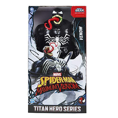 Spider-Man Maximum Venom Titan Hero Venom Action Figure, Inspired by The Marvel Universe, Blast Gear-Compatible Back Port, Ages 4 and Up, Black