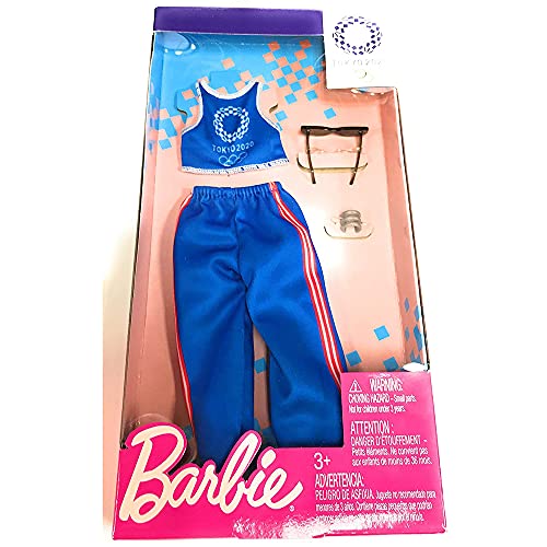 Barbie Clothes: Outfit Inspired by Olympic Games Tokyo 2020 Doll, Tank Top and Athleisure Pants with Sunglasses and Bangle, Gift for 3 to 8 Year Olds