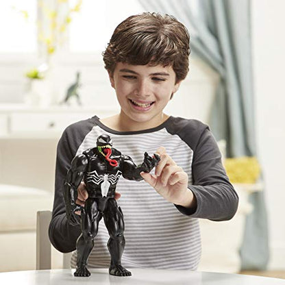 Spider-Man Maximum Venom Titan Hero Venom Action Figure, Inspired by The Marvel Universe, Blast Gear-Compatible Back Port, Ages 4 and Up, Black