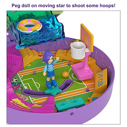 Polly Pocket Compact Playset, Soccer Squad with 2 Micro Dolls & Accessories, Travel Toys with Surprise Reveals