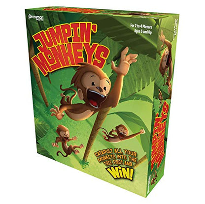 Pressman Jumpin' Monkeys: Catapult Your Monkeys Into The Tree to Win, Multi, 5"