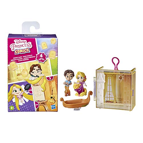 Disney Princess Perfect Pairs Rapunzel, Fun Tangled Unboxing Toy with 2 Dolls, Display Case and Boat Stand, for Kids 3 Years and Up