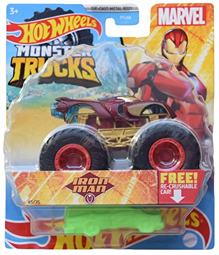 Hot Wheels Monster Trucks Iron Man, Re-Crushable Car 45/75