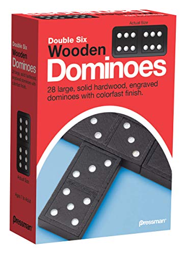 Pressman Toy Double Six Wooden Dominoes, 28 Pieces Wooden Dominoes Six