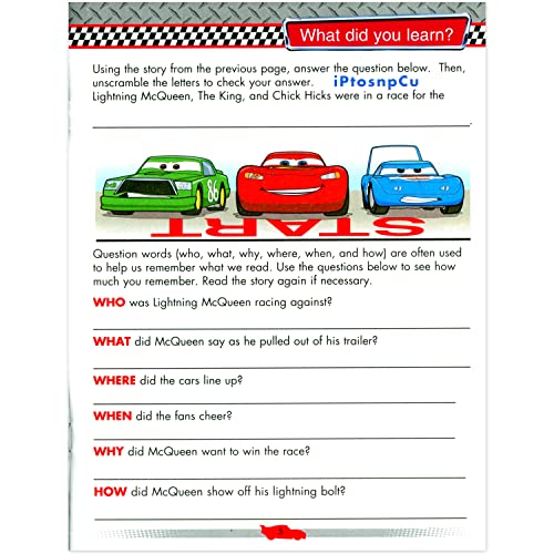 Disney Pixar The World of Cars Reading Learning Workbook