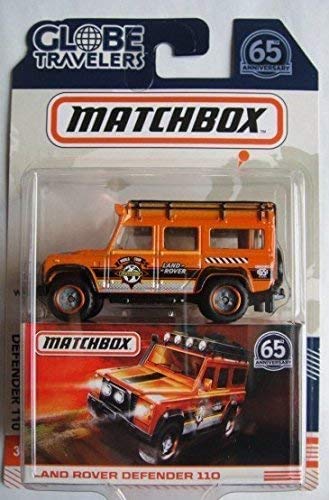 Matchbox Globe Travelers Orange Land Rover Defender 110 65TH Anniversary