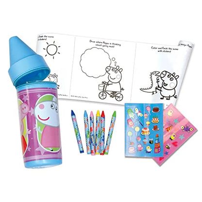 Peppa Pig: Color & Sticker Activity - Zipper Case Holds 10' Coloring Paper, 2 Sticker Sheets & 6 Crayons, Kids Ages 3+