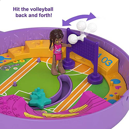 Polly Pocket Compact Playset, Soccer Squad with 2 Micro Dolls & Accessories, Travel Toys with Surprise Reveals