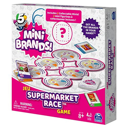 Spin Master 6063724 Surprise Mini Brands Supermarket Race Board Game 5-Piece Set with 2 Collectible Movers