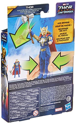 Marvel Studios' Thor: Love and Thunder Thor Toy, 6-Inch-Scale Deluxe Action Figure with Action Feature, Toys for Kids Ages 4 and Up