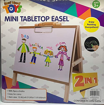 Real Wood Toys | Mini Tabletop Easel | Enjoy Painting Everywhere | w/ 5pcs Chalks