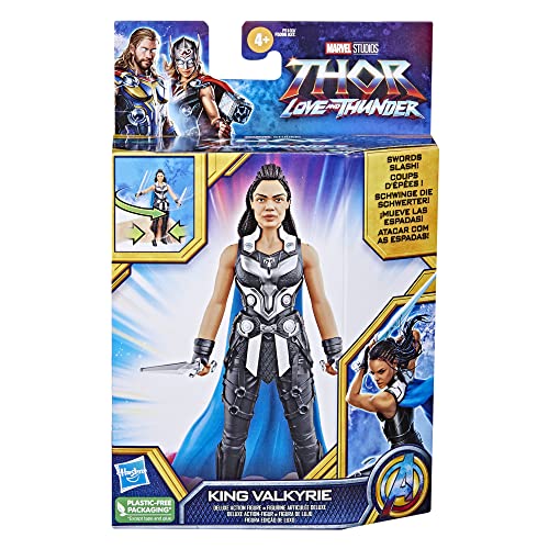 Marvel Studios' Thor: Love and Thunder King Valkyrie Toy, 6-Inch-Scale Deluxe Action Figure with Action Feature, Toys for Kids Ages 4 and Up