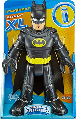 Imaginext DC Super Friends Batman Xl Toy 10-In Figure with Fabric Cape for Preschool Kids Ages 3+ Years