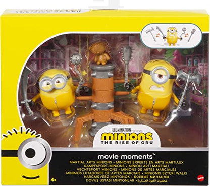 Minions: The Rise of Gru Movie Moments Martial Arts Minions: Approx 4-in Action Figure Interactive Toy with Articulation & Kung Fu Movie Scene Training Accessories Older Minion Fans