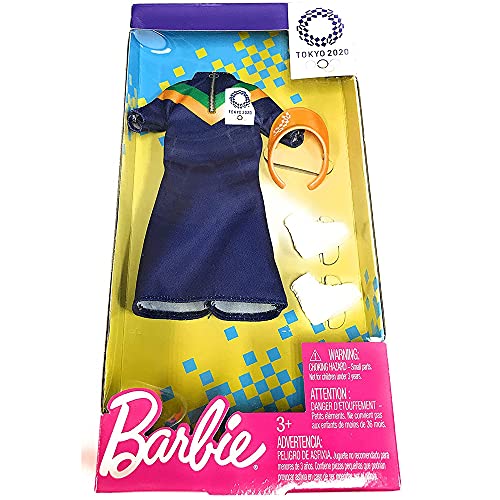 Barbie Clothes: Outfit Inspired by Olympic Games Tokyo 2020 Doll, Dress with Visor and Sneakers, Gift for 3 to 8 Year Olds