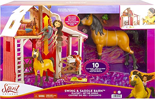 Mattel Spirit Untamed Barn Playset with Spirit Horse, Barn, 3 Play Areas, 10 Play Pieces, Great Gift for Ages 3 Years Old & Up