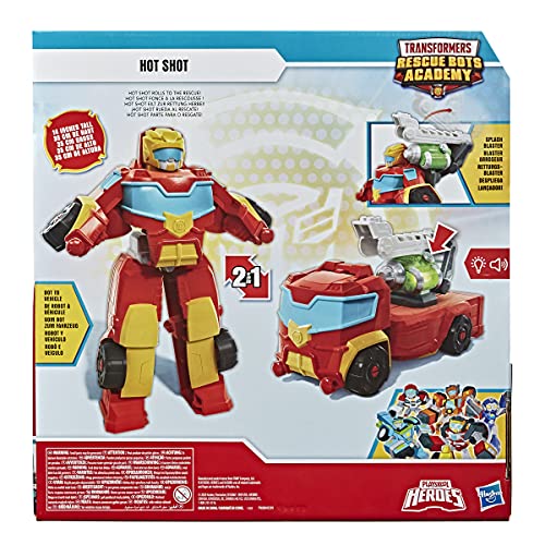 Transformers Playskool Heroes Rescue Bots Academy Rescue Power Hot Shot Converting Toy Robot, 14-Inch Collectible Action Figure Toy for Kids Ages 3 and Up