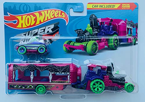 HW 2020 SuperRigs Spooky Car-Nival Steamer Detachable Trailer and car