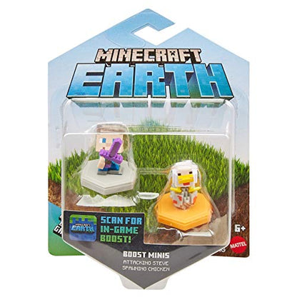 Mattel Minecraft Earth Boost Mini Figure 2-Pack, NFC Chip Enabled for Play with Minecraft Earth Augmented Reality Mobile Device Game, Toys for Girls and Boys Age 6 and Up