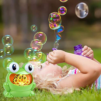 Automatic Bubble Machine With 5pcs Bubble Concentrate, Bubble Blower Toys for Kids,Frog Bubble Blower Machine Make Over 500 Bubbles per Minute for Birthday Party, Wedding, Indoor and Outdoor Games