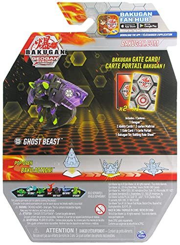 Bakugan Geogan Rising 2021 Darkus Ghost Beast Geogan (Viloch Combiner Part 3 of 7) Collectible Action Figure and Trading Card