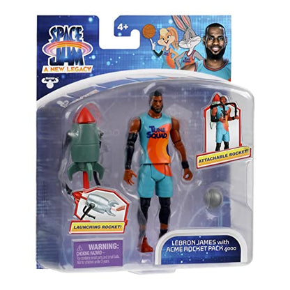 Moose Toys Space Jam: A New Legacy - Baller Action Figure - 5" Lebron James with Acme Rocket Pack 4000