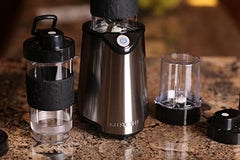 Mironi Personal Smoothie Blender 2-in-1 Single Serve Blender, Mini Bullet Blender 500W With 20 Ounce Tritan Sports Bottle and Grinder Cup for Juices, Shakes, Smoothies and More Stainless Steel