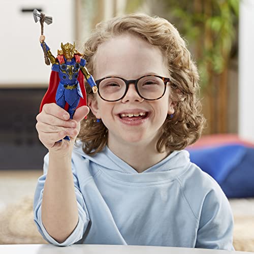 Marvel Studios' Thor: Love and Thunder Thor Toy, 6-Inch-Scale Deluxe Action Figure with Action Feature, Toys for Kids Ages 4 and Up