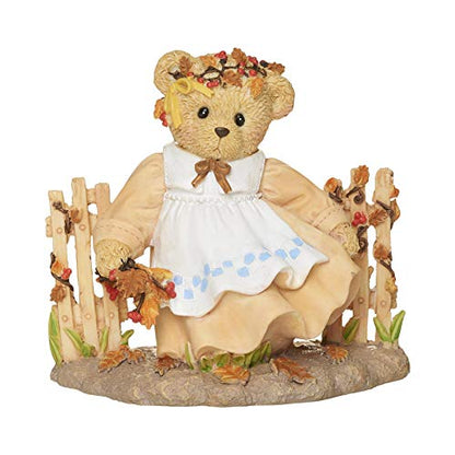 Roman Cherished Teddies, Sarah Thanksgiving Figure, 3.75" H, Resin and Wollastonite, Durable, Collectible Decoration, Decorative, Home Decor