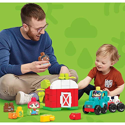MEGA BLOKS Fisher Price Toddler Building Blocks, Green Town Sort & Recycle Squad with 51 Pieces, 3 Figures, Toy Gift Ideas for Kids