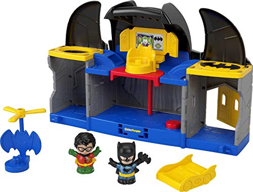 Fisher-Price Little People Dc Super Friends Batcave Toddler Playset with Batman Robin Figures & Sounds for Ages 18+ Months