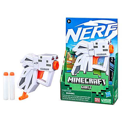 NERF MicroShots Minecraft Ghast Mini Blaster, Includes 2 Official Elite Darts, Christmas Stocking Stuffers, Minecraft Ghast Mob Design