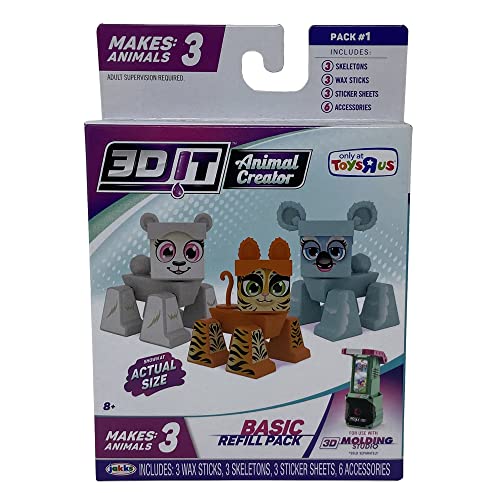 3DIT Animal Creator Basic Refill Pack - Makes 3 Animals ~ for Use with 3D Molding Studio (Sold Separately)