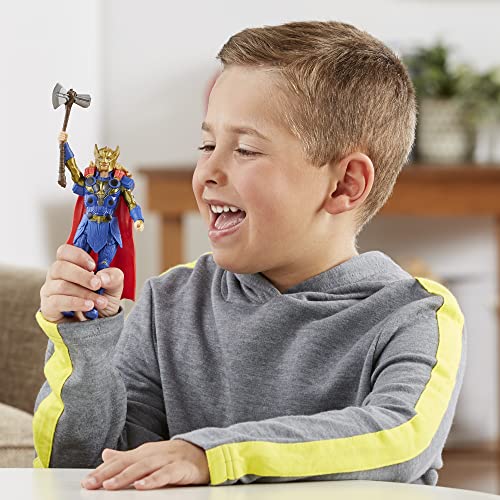 Marvel Studios' Thor: Love and Thunder Thor Toy, 6-Inch-Scale Deluxe Action Figure with Action Feature, Toys for Kids Ages 4 and Up