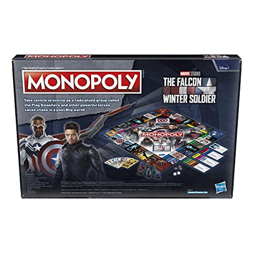 MONOPOLY: Marvel Studios' The Falcon and The Winter Soldier Edition Board Game for Marvel Fans, Game for 2-6 Players for Ages 14 and Up