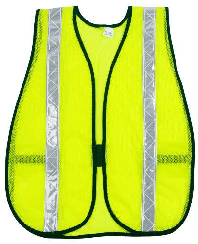 MCR Safety S220WR Polyester Mesh General Purpose Safety Vest with 1-3/8-Inch White Reflective Stripe, Fluorescent Lime