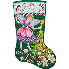 Bucilla 89320E Felt Applique Gem Dots Stocking Kit, Sugarplum Fairy, 18"
