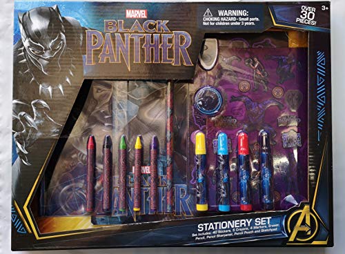 Marvel Amazing Black Panther 30 Piece Stationery Set - School Supplies, Multicolored