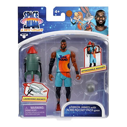 Moose Toys Space Jam: A New Legacy - Baller Action Figure - 5" Lebron James with Acme Rocket Pack 4000