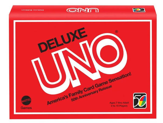 Deluxe UNO Card Game, America's Family Card Game Sensation! 50th Anniversary Reissue