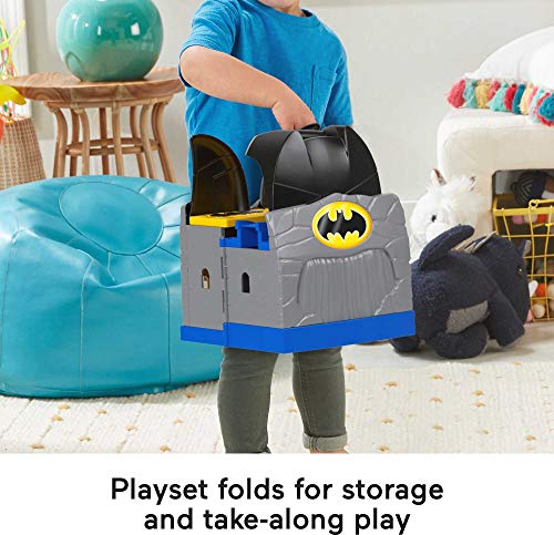 Fisher-Price Little People Dc Super Friends Batcave Toddler Playset with Batman Robin Figures & Sounds for Ages 18+ Months