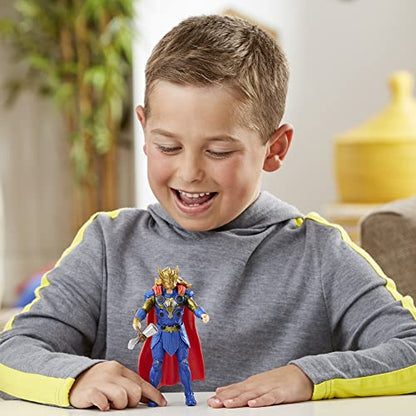 Marvel Studios' Thor: Love and Thunder Thor Toy, 6-Inch-Scale Deluxe Action Figure with Action Feature, Toys for Kids Ages 4 and Up