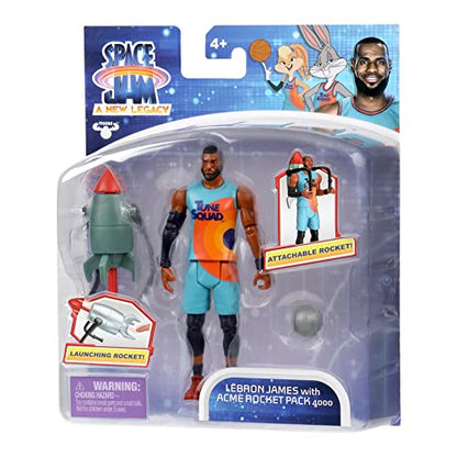 Moose Toys Space Jam: A New Legacy - Baller Action Figure - 5" Lebron James with Acme Rocket Pack 4000