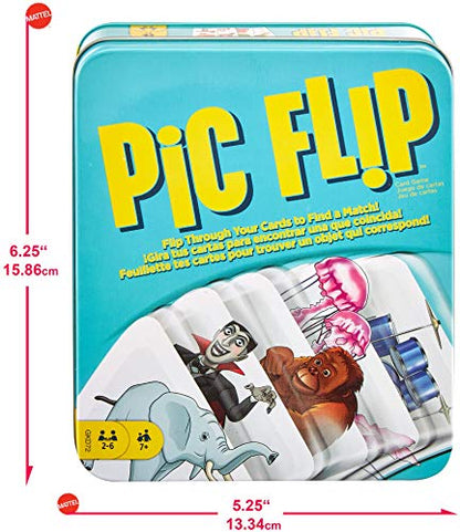 Mattel Games Mattel Games PIC FLIP Card Matching Game with 110 Cards in a Decorative Tin, Makes a Great Gift for 7 Year Olds and Up [Amazon Exclusive]