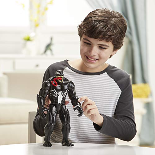 Spider-Man Maximum Venom Titan Hero Venom Action Figure, Inspired by The Marvel Universe, Blast Gear-Compatible Back Port, Ages 4 and Up, Black