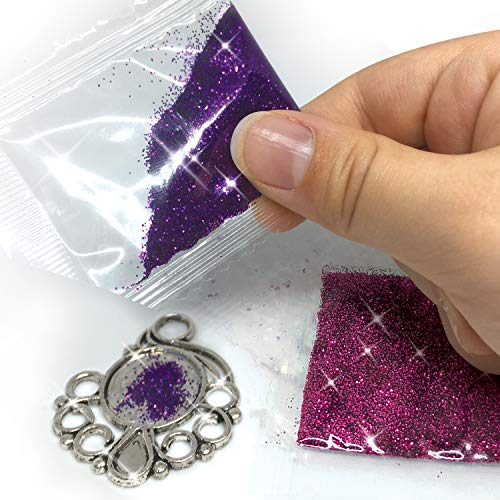 Nebulous Stars Complete Cosmic Jewelry DIY Set 5 Metal Jewelry Bases with Glitter Powders, Beads, Rhinestones Stickers and Tools by Educa Borras