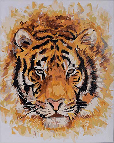 DIY Paint by Numbers for Adults with Paint Brushes – Rolled Wrinkle-Free Canvas Oil Painting Kit for Beginner – Painting Arts Craft for Decoration – Tiger – 16 x 20 inch