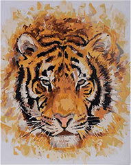 DIY Paint by Numbers for Adults with Paint Brushes – Rolled Wrinkle-Free Canvas Oil Painting Kit for Beginner – Painting Arts Craft for Decoration – Tiger – 16 x 20 inch