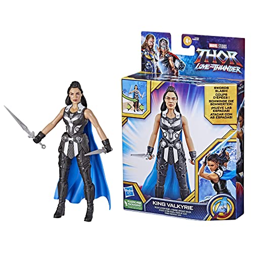 Marvel Studios' Thor: Love and Thunder King Valkyrie Toy, 6-Inch-Scale Deluxe Action Figure with Action Feature, Toys for Kids Ages 4 and Up